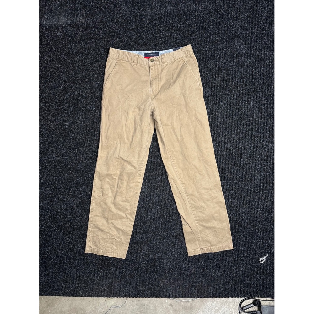 Tommy Hilfiger Boys Khaki Chino Pants Size 18 Tan Cotton Straight Leg Trousers